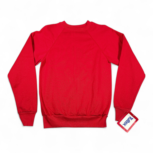 Vintage Tultex Sweater Adult EXTRA SMALL Red Raglan Sweatshirt Deadstock USA 90s - Picture 1 of 7